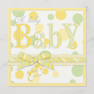 Invitation Baby shower des points jaunes de la menthe
