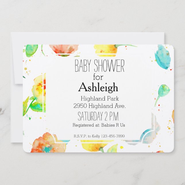 Invitation Baby shower des Poppies d'aquarelle (Devant)