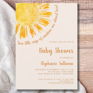 Invitation Baby shower des rayons de soleil Twins