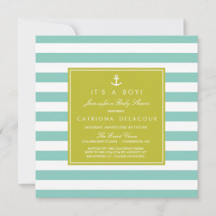 Invitation Baby shower des rayures nautiques moder
