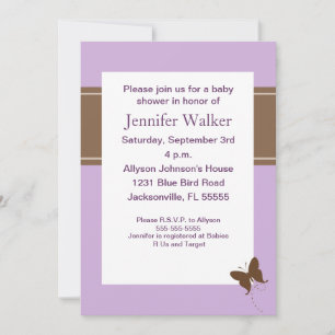 Invitation Baby shower des rêves de papillons - violet