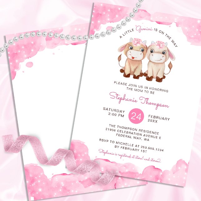 Invitation Baby shower des signes astrologiques céleste de Ge (Celestial Gemini Astrology Sign Baby Shower Invitation)