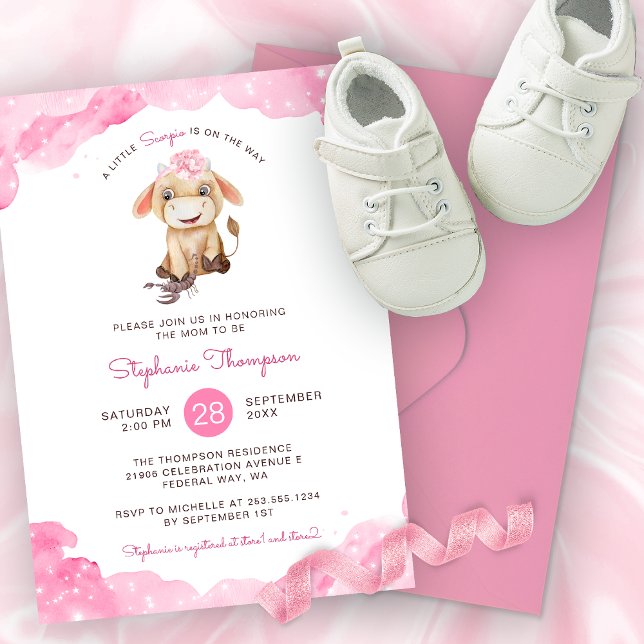 Invitation Baby shower des signes astrologiques de Scorpion c (Celestial Scorpio Astrology Sign Baby Shower Invitation)