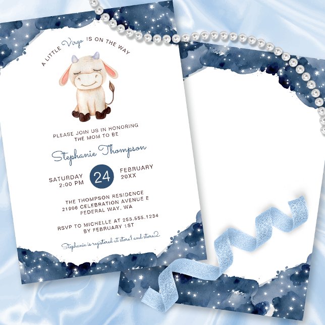 Invitation Baby shower des signes d'astrologie virale céleste (Celestial Virgo Astrology Sign Baby Shower Invitation)