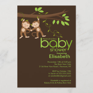 Invitation Baby shower des singes de la jungle des juniors