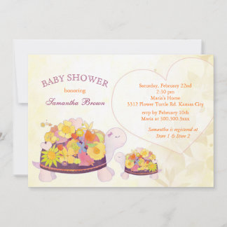 Invitation Baby shower des tortues à fleurs printanières