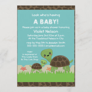Invitation Baby shower des Tortues cutes