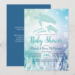 Invitation Baby shower des tortues de mer sous la mer