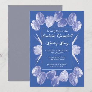 Invitation Baby shower des tulipes bleues