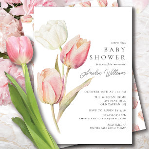 Invitation Baby shower des tulipes gracieuses