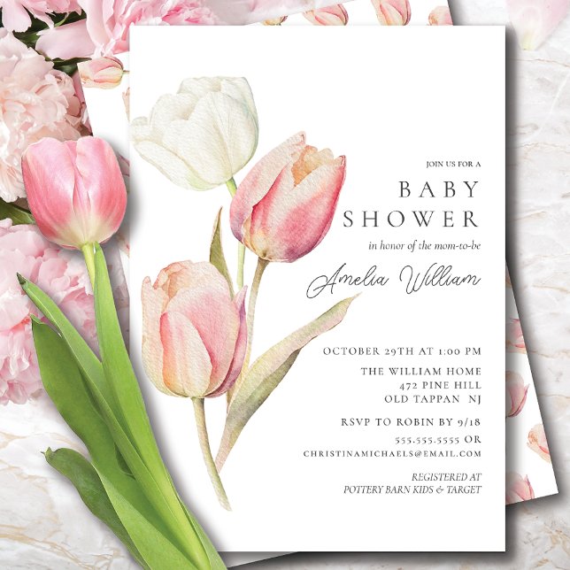 Invitation Baby shower des tulipes gracieuses (Créateur téléchargé)