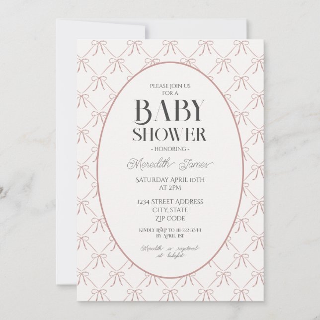 Invitation Baby shower des vaches roses (Devant)