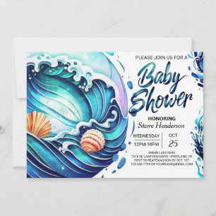 Invitation Baby shower des vagues de marée