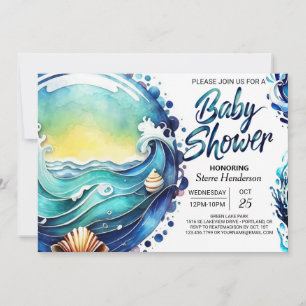 Invitation Baby shower des vagues de marée