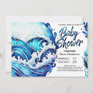 Invitation Baby shower des vagues nautiques en ligne