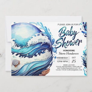 Invitation Baby shower des vagues océaniques marémotrices