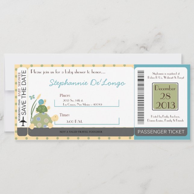 Invitation Baby shower d'escargot de la Mer de la  (Devant)
