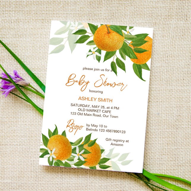 Invitation Baby shower d'été aux oranges de Citrus (Créateur téléchargé)