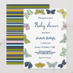 Invitation Baby shower d'été aux papillons colorés