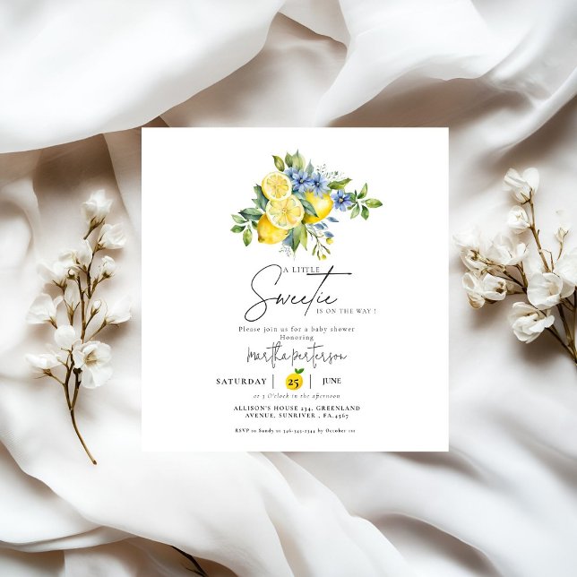 Invitation Baby shower d'été Citrus bleu citron (Créateur téléchargé)