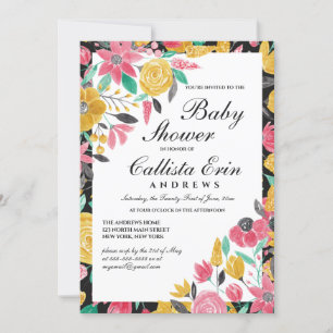 Invitation Baby shower d'été d'aquarelle rose or