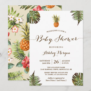 Invitation Baby shower d'été de l'ananas Feuille tropical