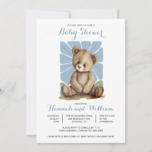 Invitation Baby shower d'été de printemps de l'ours en peluch
