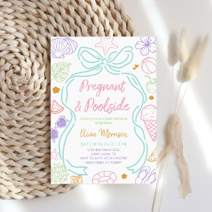 Invitation Baby-Shower d'été enceinte au bord de la piscine d