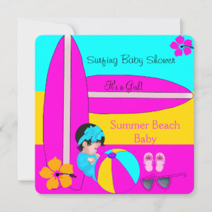 Invitation Baby shower d'été Girl Beach Baby Surfing Baby 5