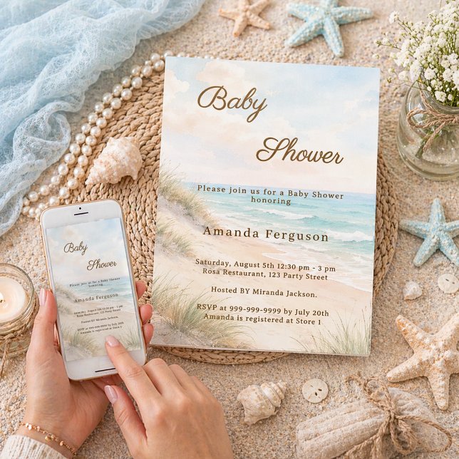 Invitation Baby Shower d'été plage côtière (Créateur téléchargé)