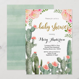 Invitation Baby shower d'été Succulent Floral de Pêche