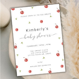 Invitation Baby shower d'été Watercolor Cherry Sweet