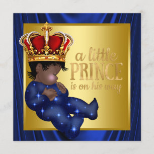 Invitation Baby shower d'ethnie Prince Royal Blue Crown