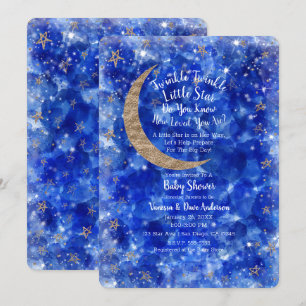 Invitation Baby shower d'étoiles en bronze bleu Whimsical