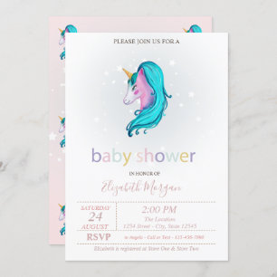 Invitation Baby shower d'étoiles Unicorn