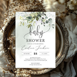 Invitation Baby shower d'eucalyptus du feuillage vert du Boho