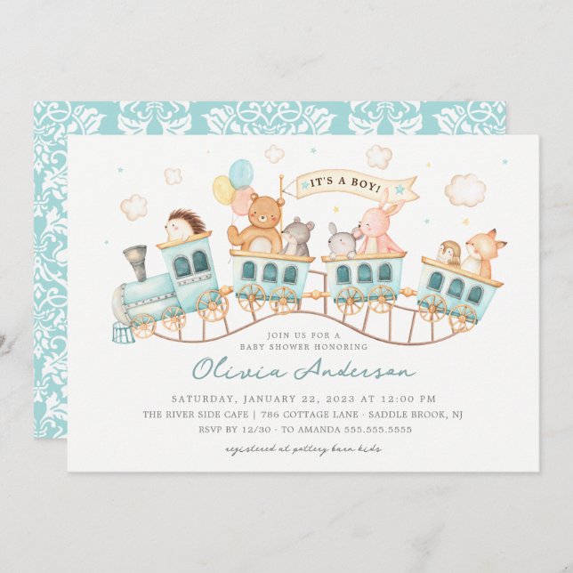 Invitation Baby shower d'Express des bois (Devant / Derrière)