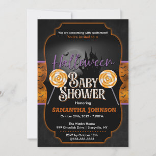 Invitation Baby shower d'Halloween avec chauves-so