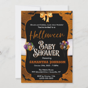 Invitation Baby shower d'Halloween avec chauves-so