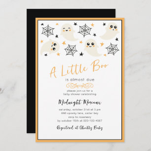 Invitation Baby shower d'Halloween Black Orange Little Boo