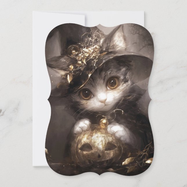 Invitation Baby shower d'Halloween chatte sorcière (Dos)