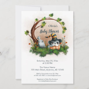Invitation Baby shower d'Halloween Chien-Chien-Chien Mignonne