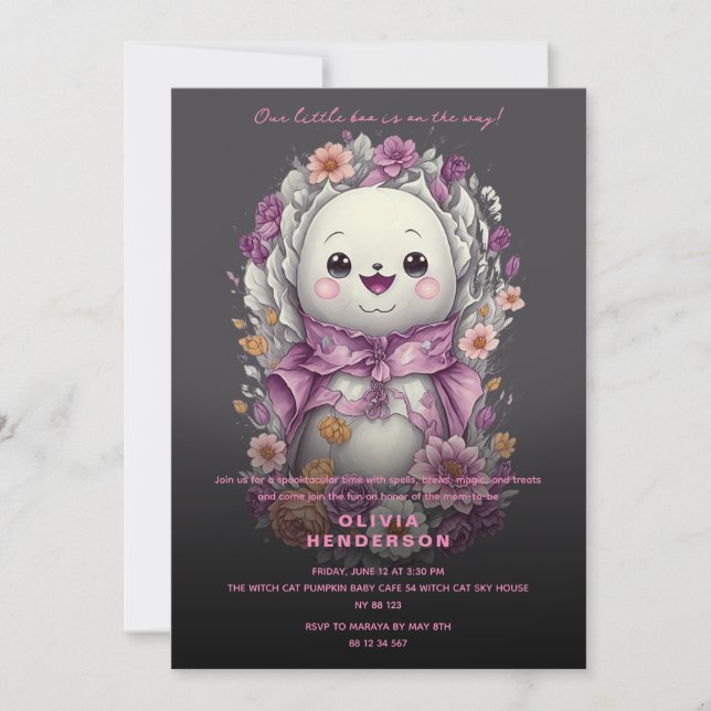 Invitation Baby shower d'Halloween de Little Boo (Devant)