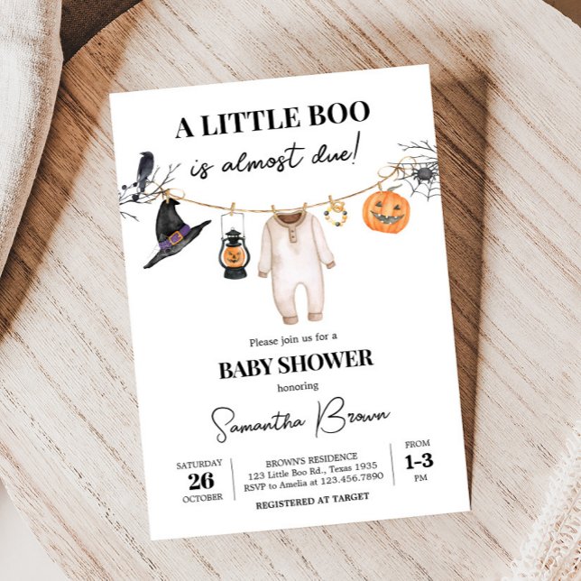 Invitation Baby shower d'Halloween de Little Boo (Halloween Baby Clothes Baby Shower Invitation
)