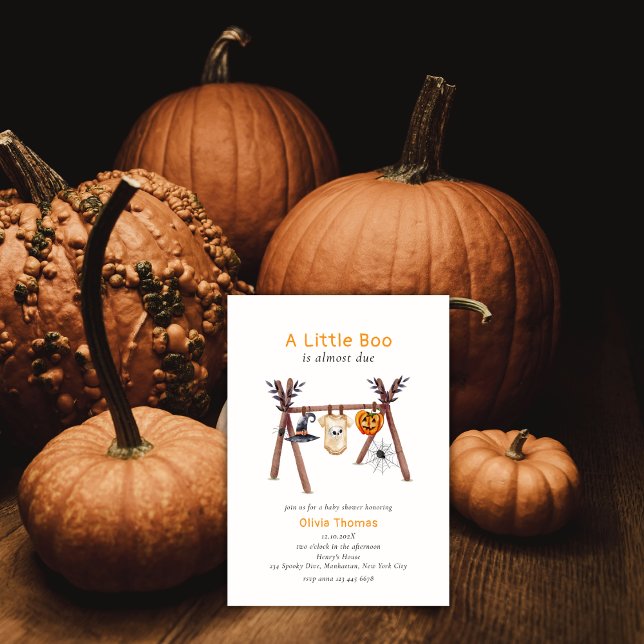 Invitation Baby shower d'Halloween de Little Boo neutre pour  (Gender Neutral Little Boo Halloween Baby Shower Invitation)