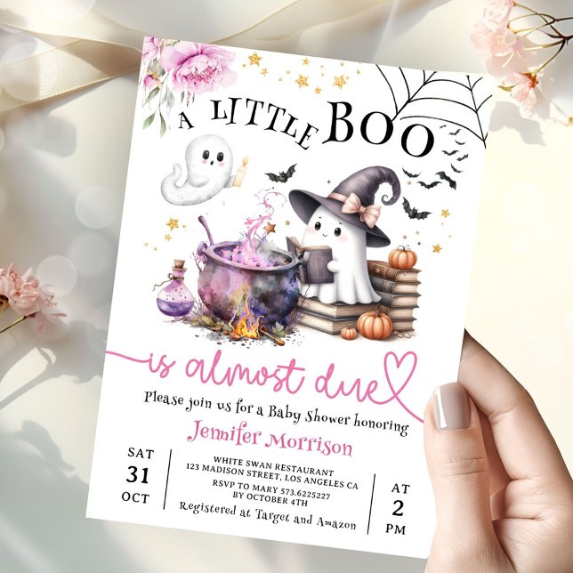 Invitation Baby shower d'Halloween de Little Boo rose (Créateur téléchargé)