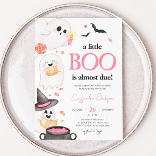 Invitation Baby shower d'Halloween de Little Boo rose