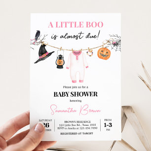 Invitation Baby shower d'Halloween de Little Boo rose
