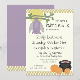 Invitation Baby shower d'Halloween de petite chauve-souris