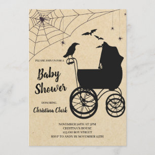 Invitation Baby shower d'Halloween gothique Éffrayant